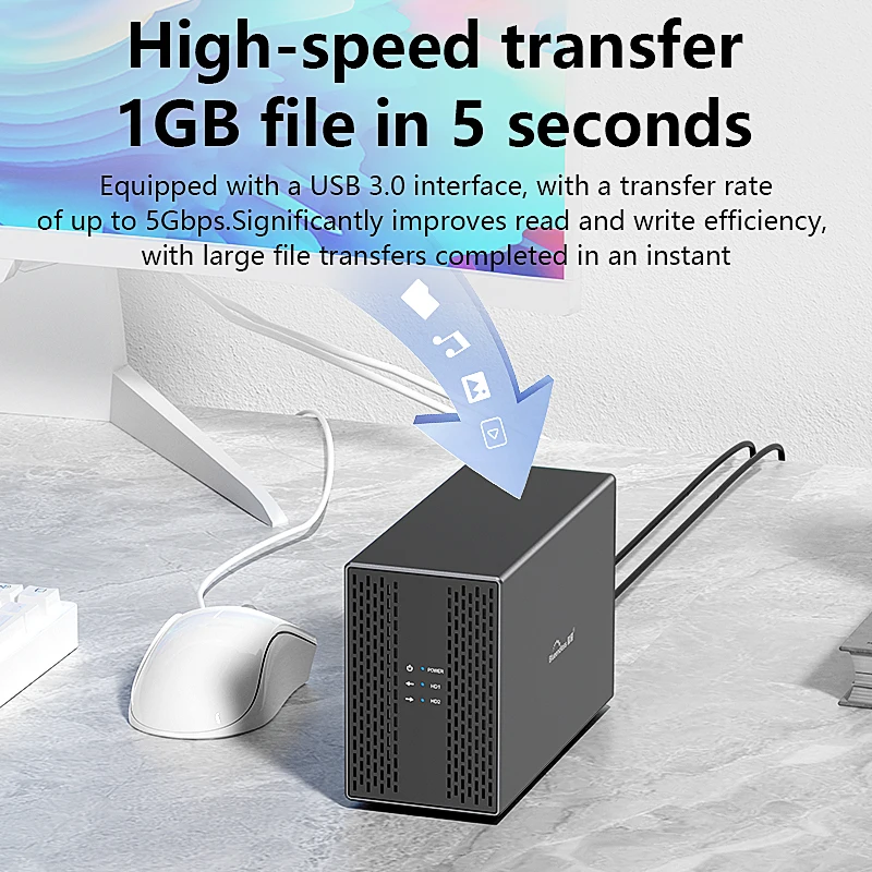 Blueendless Dual Bay Shell Heat Dissipation 3.5 USB 3.0 External Type C Dual Hard Drive Enclosure SATA Array Box HDD Server case - Image 2