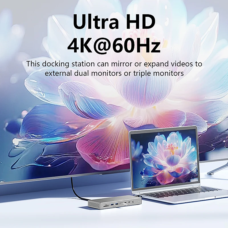 Blueendless 16 In 1 with Triple Monitor 4K Display Type C Hub Docking Station Lan RJ45 Adapter 10Gbps USB 3.2 Hub SD/TF Reader - Image 5