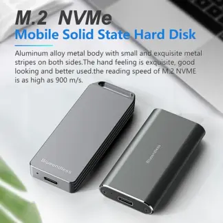 Blueendless Mini M.2 NVME Mobile Solid State Hard Disk 2242 Portable All Aluminum TYPE-C Computer External Mobile Hard DriveBox