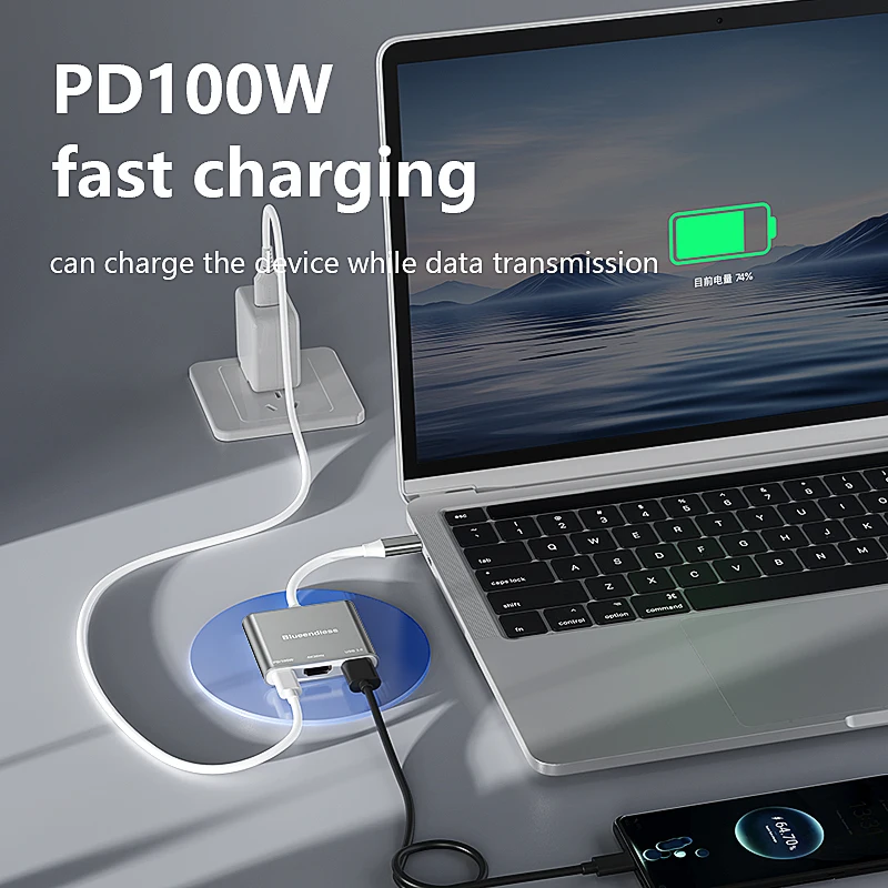Blueendless 3 in 1 USB C hub type C to HDMI-Compatible Adapter Type-C To Usb 3.0 Charging Converter for Laptop Macbook - Image 3