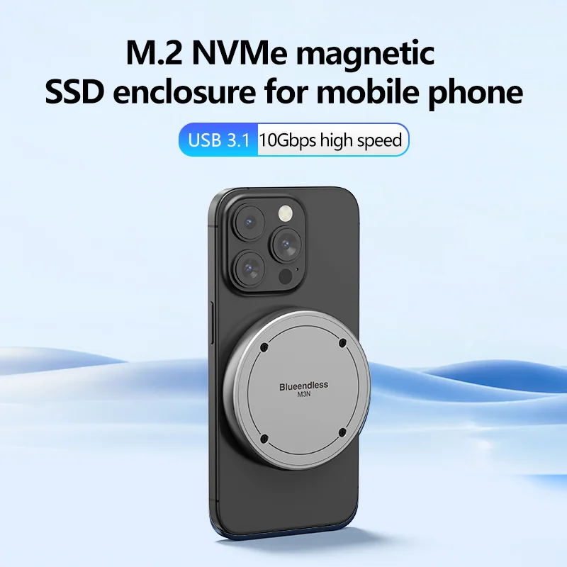Blueendless Magnetic M.2 NVMe 2230 2242 SSD Enclosure 10Gbps Type C USB3.1 to NVMe PCI-E ssd case for Mobile Phone - Image 2
