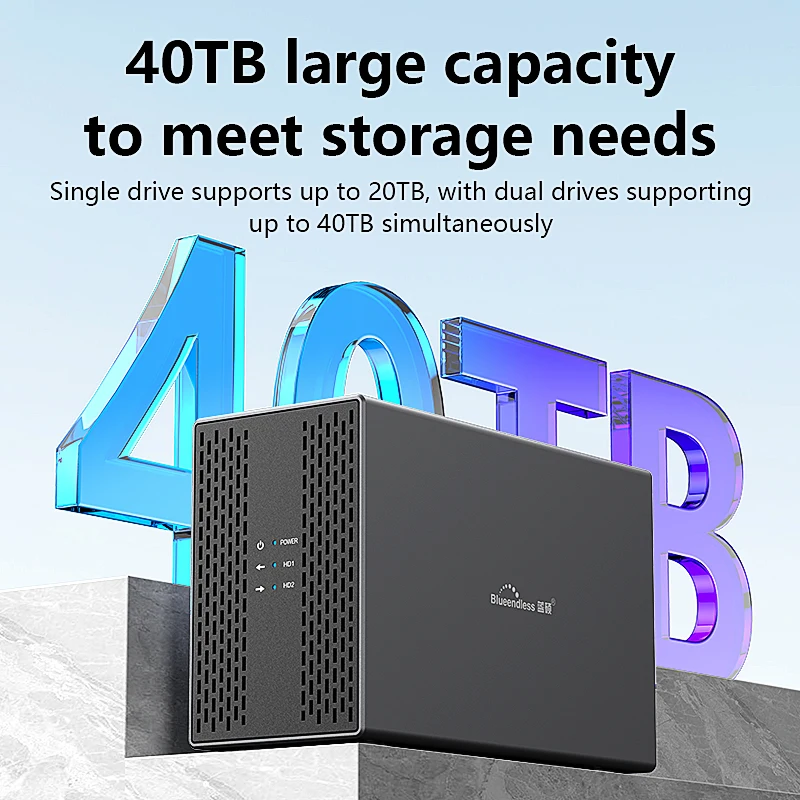 Blueendless Dual Bay Shell Heat Dissipation 3.5 USB 3.0 External Type C Dual Hard Drive Enclosure SATA Array Box HDD Server case - Image 4