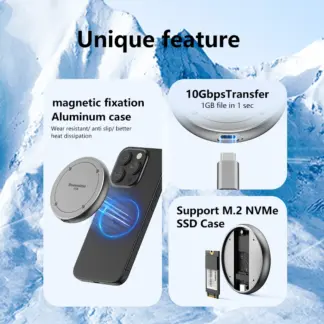 Blueendless Magnetic M.2 NVMe 2230 2242 SSD Enclosure 10Gbps Type C USB3.1 to NVMe PCI-E ssd case for Mobile Phone