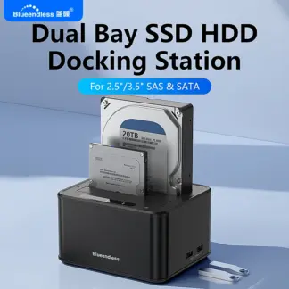 Blueendless Dual Bay 2.5/3.5 Inch SAS/SATA Hard Disk External Case Sata to USB 3.0 Hdd Docking Station Hdd Caddy Data Transfer
