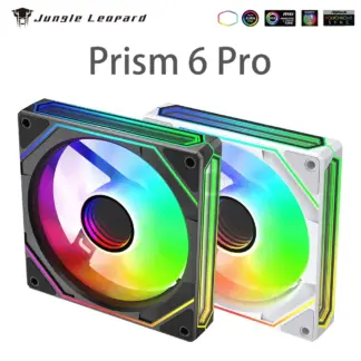 Jungle Leopard Prism 6 Pro ARGB PC Case Fan 120mm 3-sided Infinite Mirror 5V 3PIN Motherboard Lighting Sync 4PIN PWM