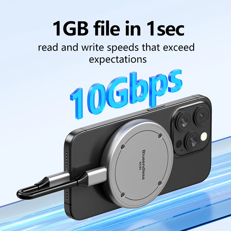 Blueendless Magnetic M.2 NVMe 2230 2242 SSD Enclosure 10Gbps Type C USB3.1 to NVMe PCI-E ssd case for Mobile Phone - Image 4