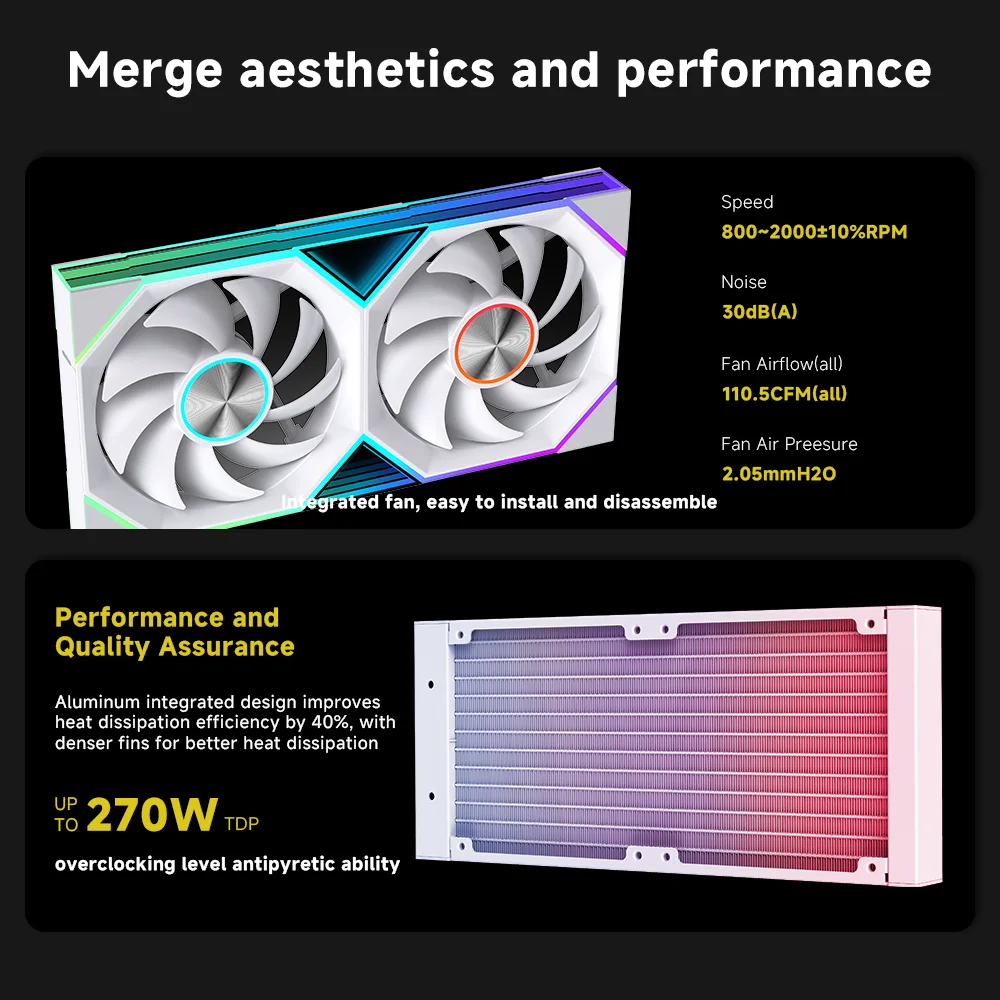 Jungle Leopard Pro Flow 240 ARGB All-In-One LCD SCREEN AIO LIQUID COOLE Water Cooling Radiator 5V3PIN ARGB Fan CPU Liquid Cooler - Image 6