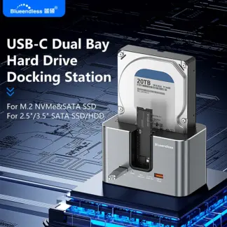 Blueendless SSD HDD Docking Station for Multi M.2 PCIE NVMe & M.2 SATA & 2.5'/3.5' SATA SSD/HDD with USB3.2 HUB HDD/SSD Enclosur