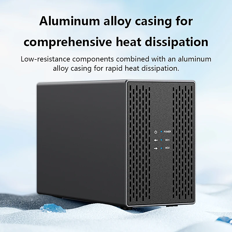 Blueendless Dual Bay Shell Heat Dissipation 3.5 USB 3.0 External Type C Dual Hard Drive Enclosure SATA Array Box HDD Server case - Image 5