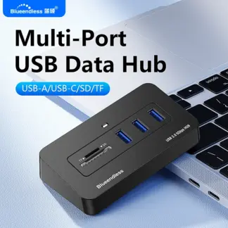 Blueendless 1M 2-in-1 Cable USB 3.0 Hub 5Gbps High Speed Multiport Data Hub 4 Ports USB-A & USB-C Dual Connector for Laptop PC