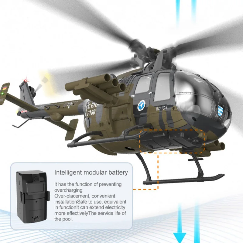 RC ERA 1:25 Remote Control Helicopter C180 Dual Brushless Simulation Helicopter BO105 One-Key Inverted Flight Optical Flow Lidar - Image 3